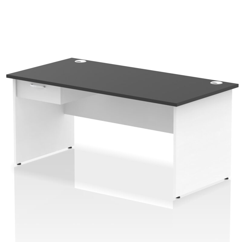 impulse panel end straight desk frame with single one drawer fixed pedestal