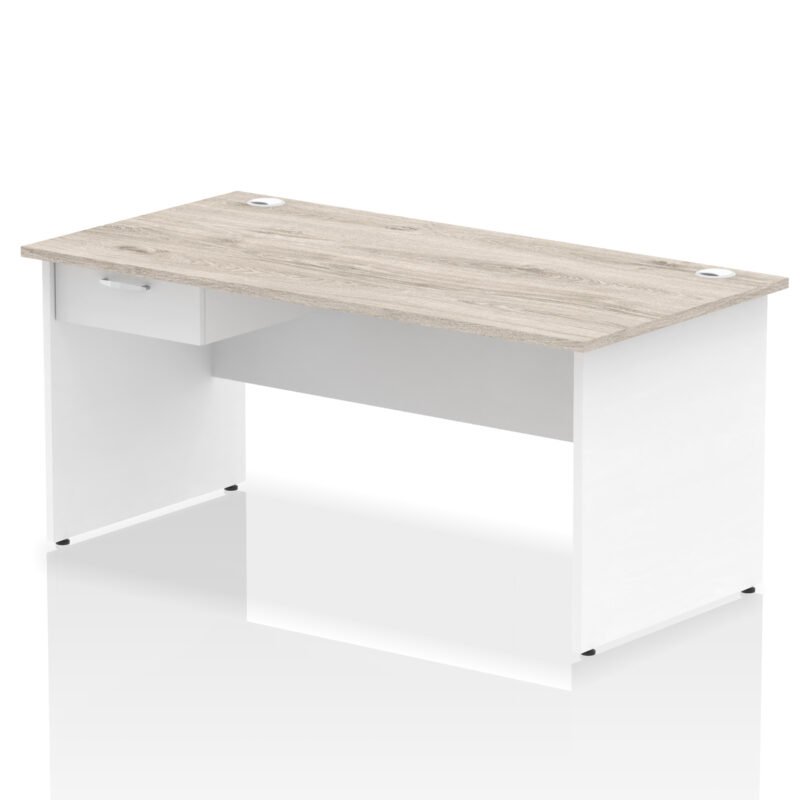 impulse panel end straight desk frame with single one drawer fixed pedestal