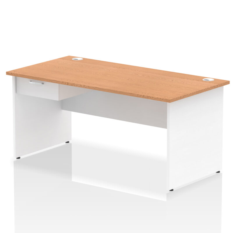 impulse panel end straight desk frame with single one drawer fixed pedestal