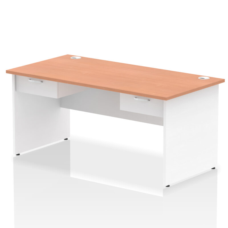 impulse panel end straight desk frame with two one drawer fixed pedestals