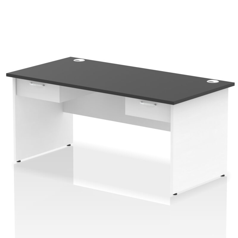 impulse panel end straight desk frame with two one drawer fixed pedestals
