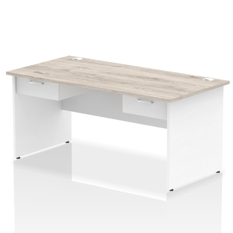 impulse panel end straight desk frame with two one drawer fixed pedestals