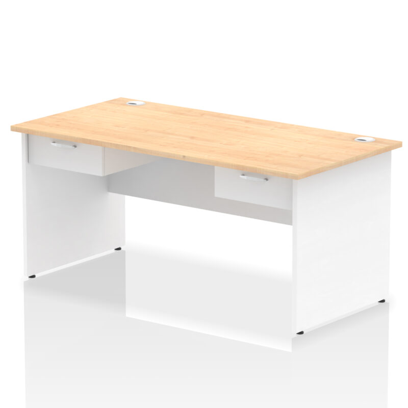 impulse panel end straight desk frame with two one drawer fixed pedestals