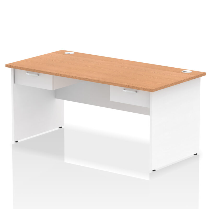impulse panel end straight desk frame with two one drawer fixed pedestals