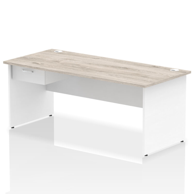 impulse panel end straight desk frame with single one drawer fixed pedestal