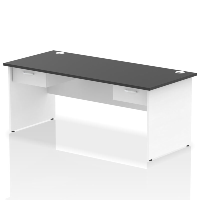 impulse panel end straight desk frame with two one drawer fixed pedestals