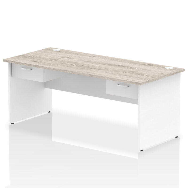 impulse panel end straight desk frame with two one drawer fixed pedestals