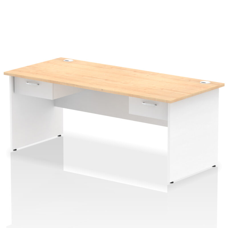 impulse panel end straight desk frame with two one drawer fixed pedestals