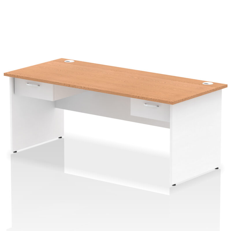 impulse panel end straight desk frame with two one drawer fixed pedestals