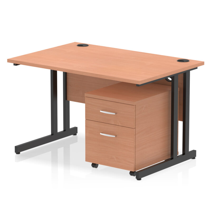 impulse 1200mm cantilever straight desk with mobile pedestal