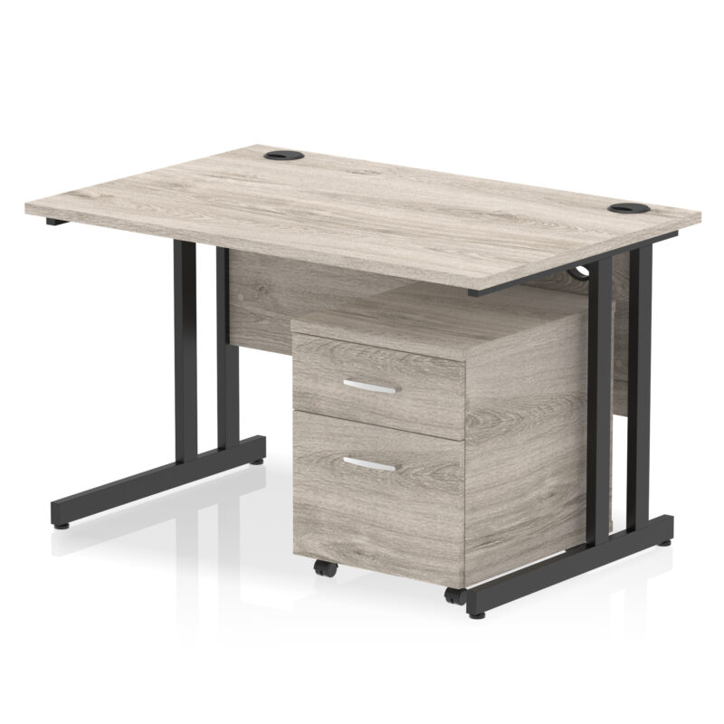 impulse 1200mm cantilever straight desk with mobile pedestal