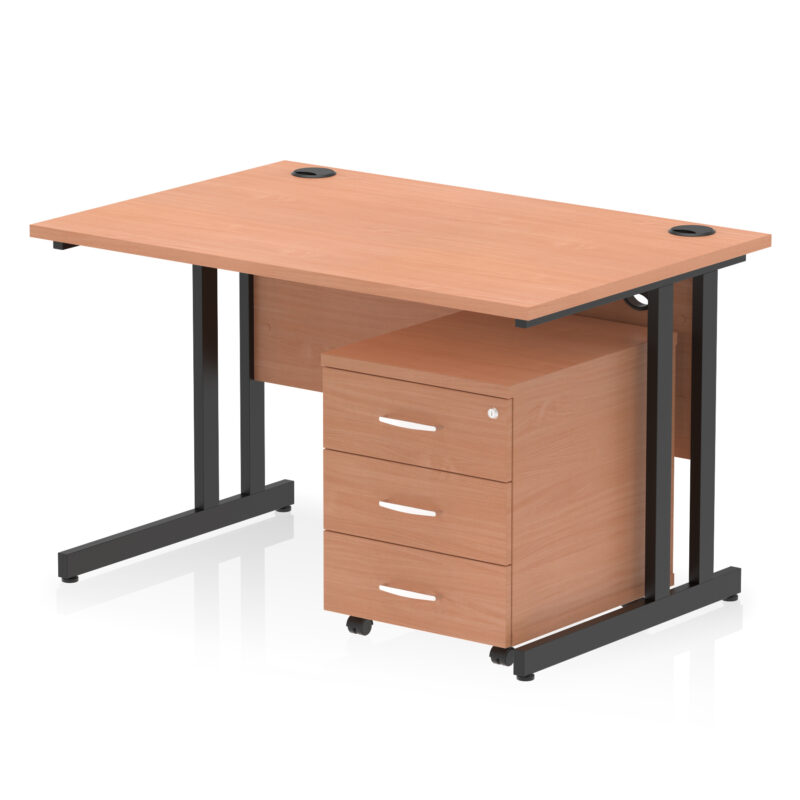 impulse 1200mm cantilever straight desk with mobile pedestal