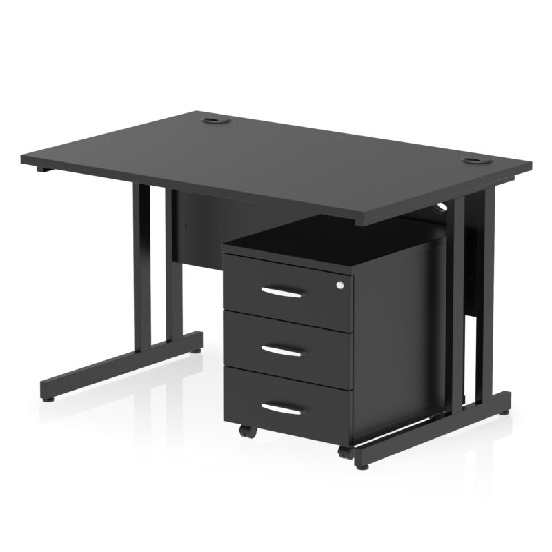 impulse 1200mm cantilever straight desk with mobile pedestal