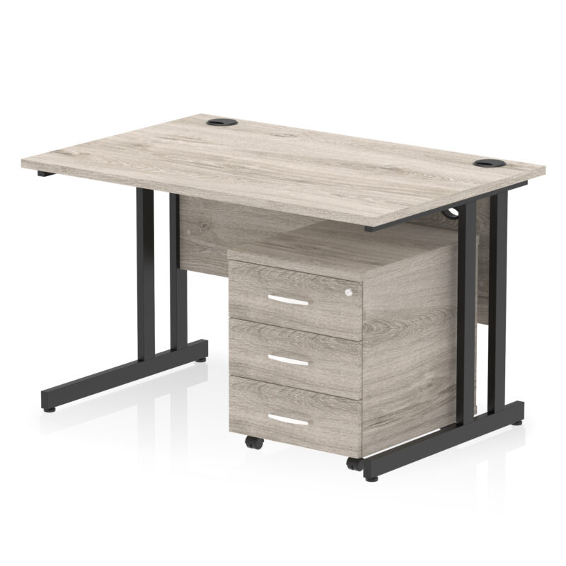 impulse 1200mm cantilever straight desk with mobile pedestal