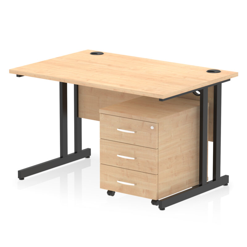 impulse 1200mm cantilever straight desk with mobile pedestal