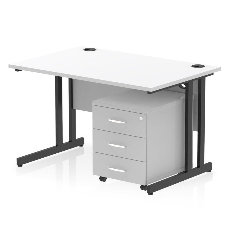 impulse 1200mm cantilever straight desk with mobile pedestal