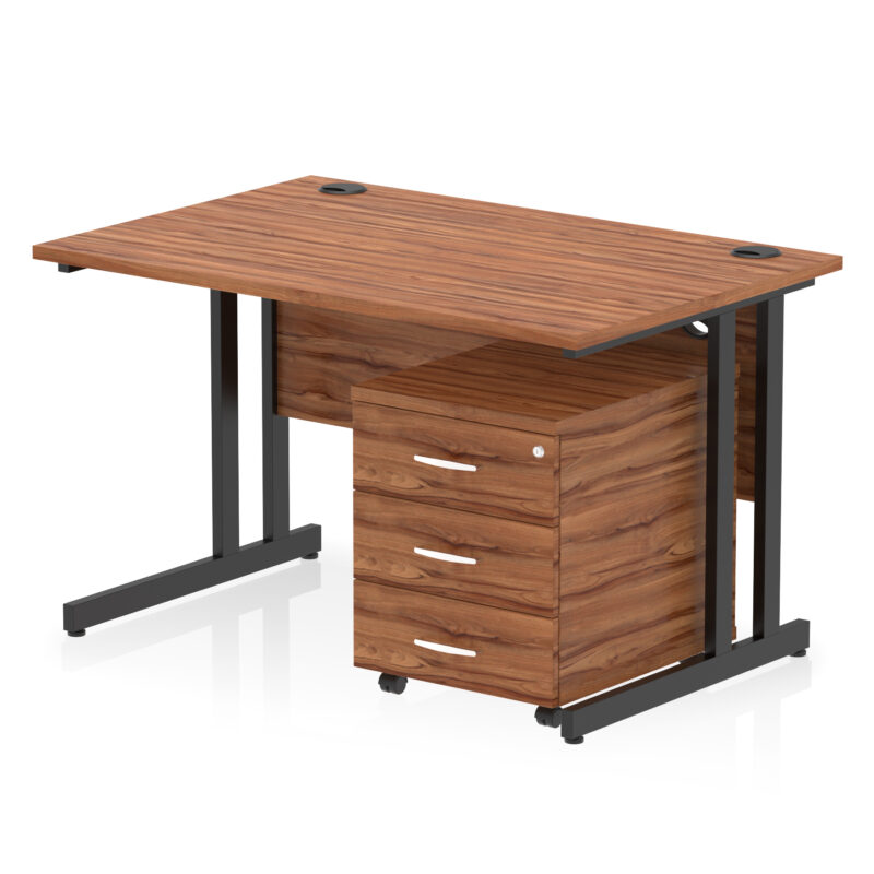 impulse 1200mm cantilever straight desk with mobile pedestal