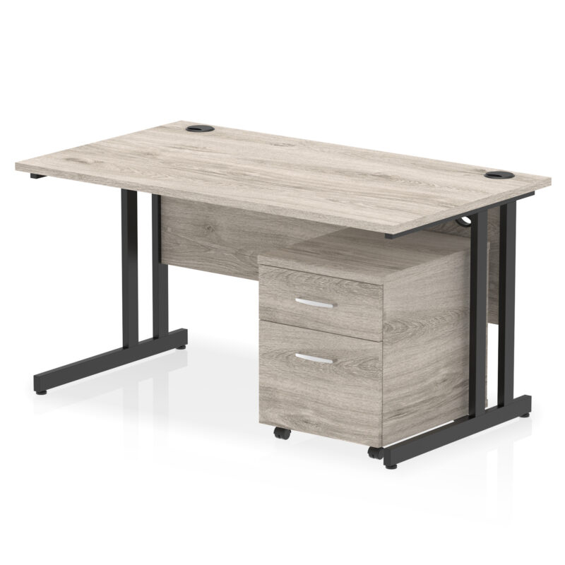 impulse 1400mm cantilever straight desk with mobile pedestal