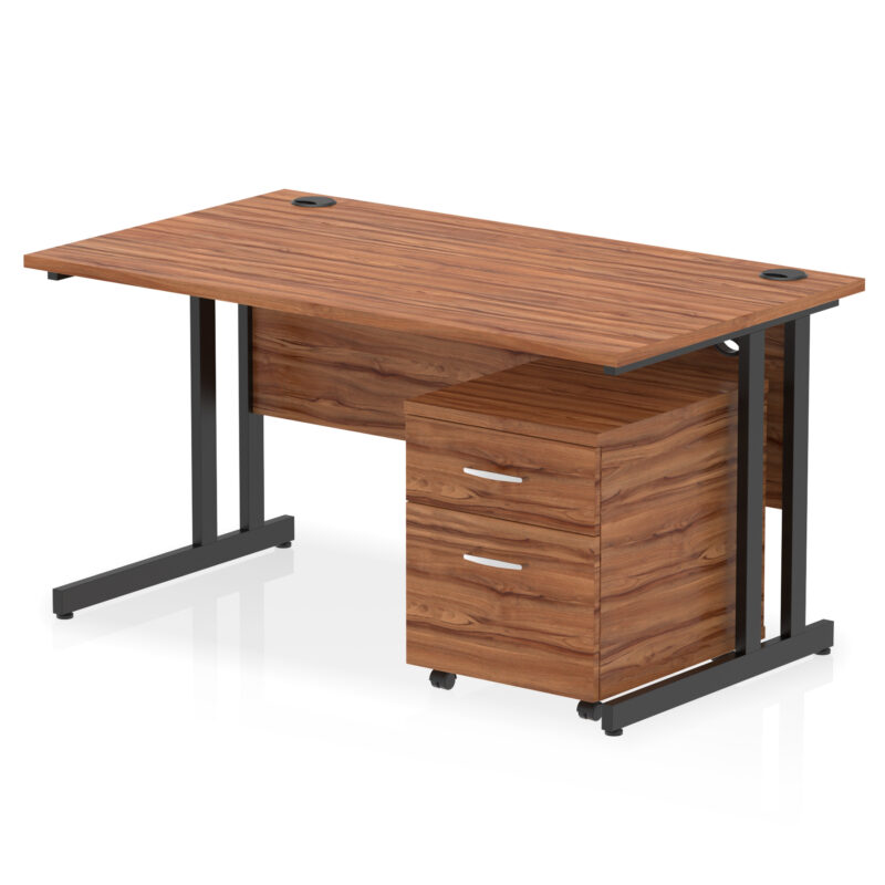 impulse 1400mm cantilever straight desk with mobile pedestal