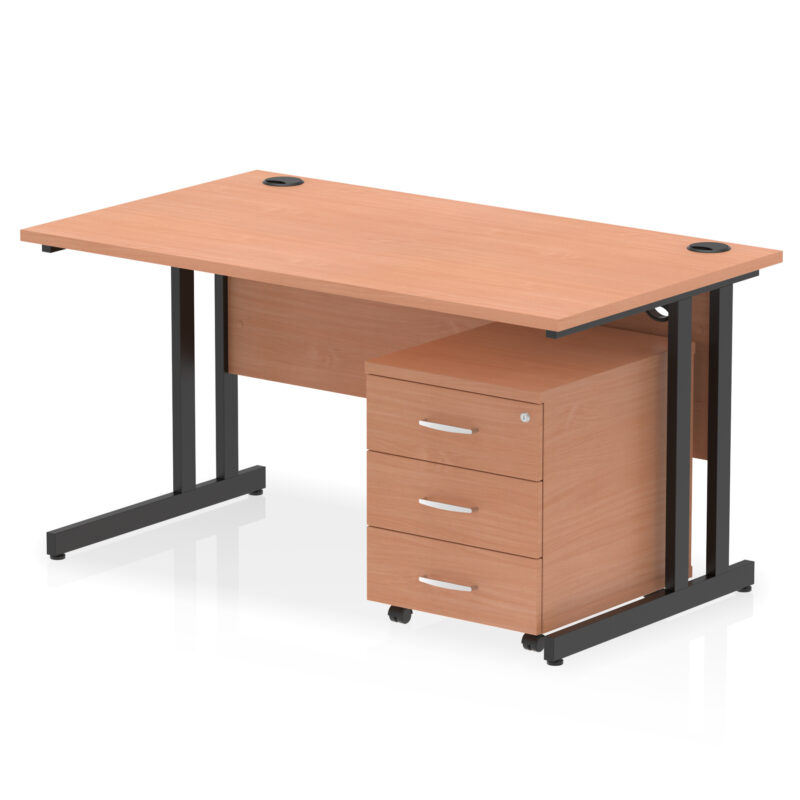 impulse 1400mm cantilever straight desk with mobile pedestal