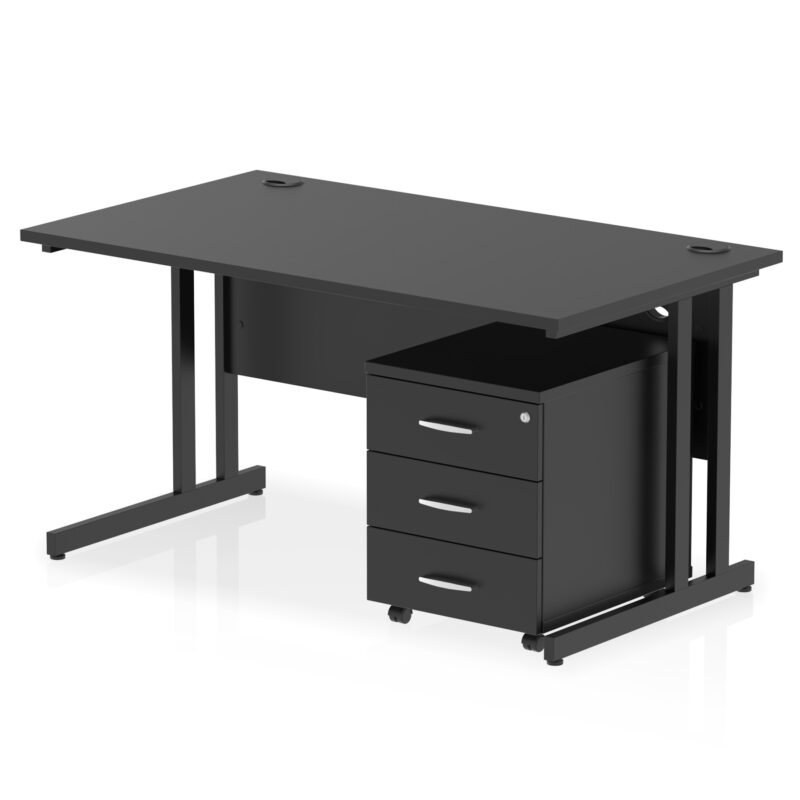 impulse 1400mm cantilever straight desk with mobile pedestal