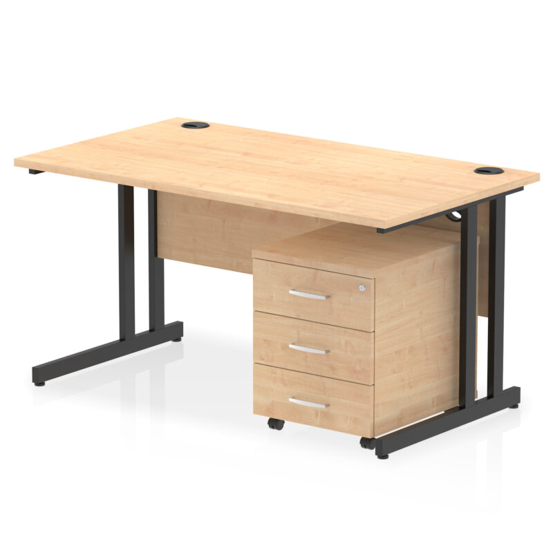 impulse 1400mm cantilever straight desk with mobile pedestal