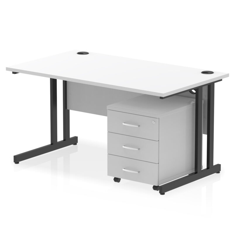 impulse 1400mm cantilever straight desk with mobile pedestal