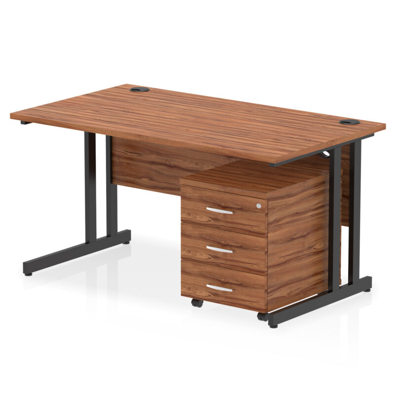 impulse 1400mm cantilever straight desk with mobile pedestal