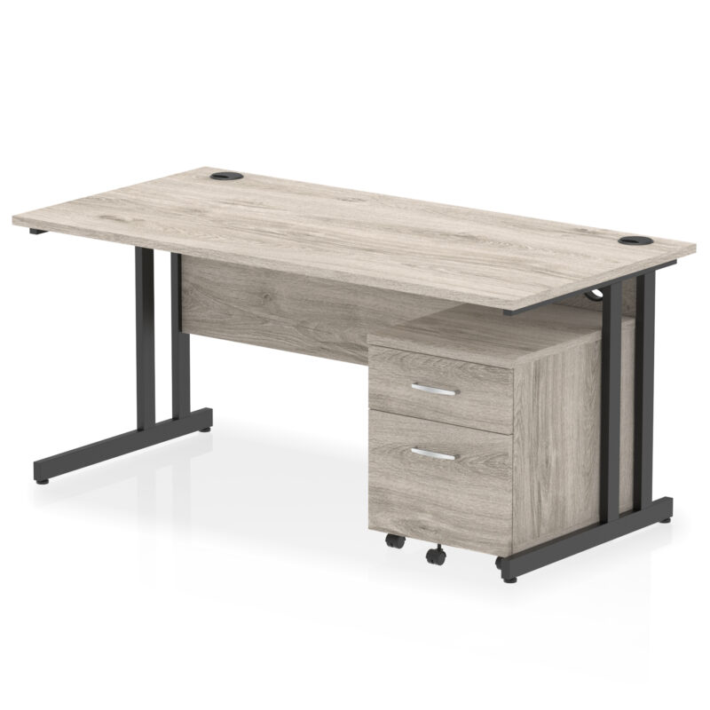 impulse 1600mm cantilever straight desk with mobile pedestal