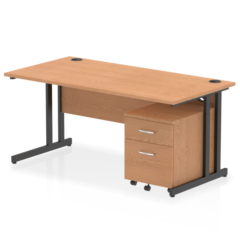 impulse 1600mm cantilever straight desk with mobile pedestal