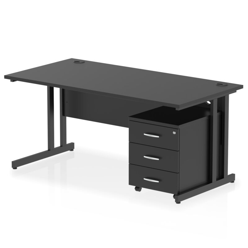impulse 1600mm cantilever straight desk with mobile pedestal