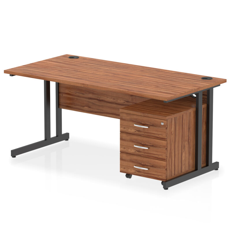 impulse 1600mm cantilever straight desk with mobile pedestal