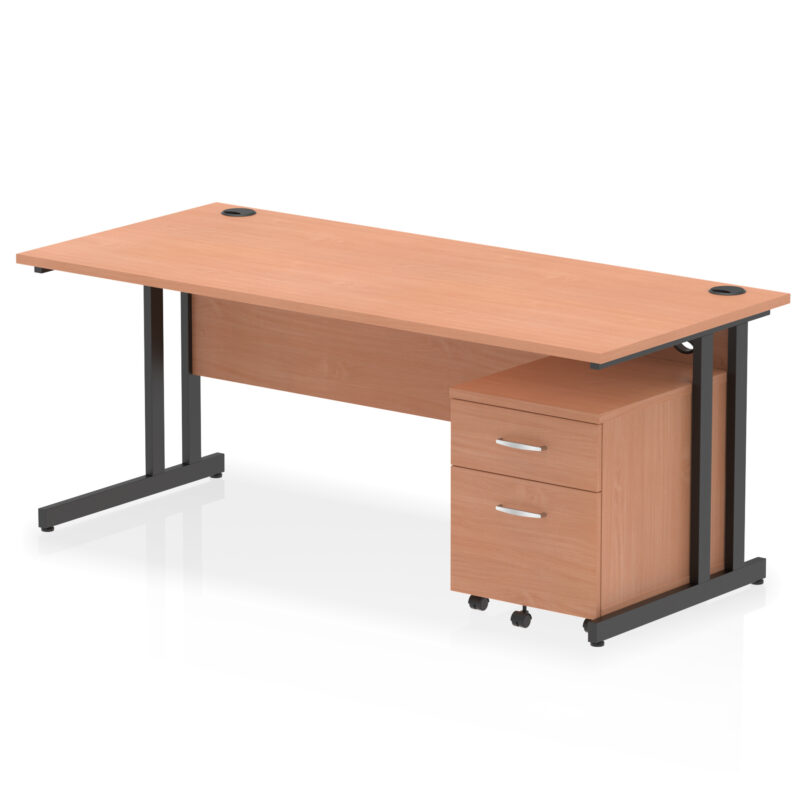 impulse 1800mm cantilever straight desk with mobile pedestal