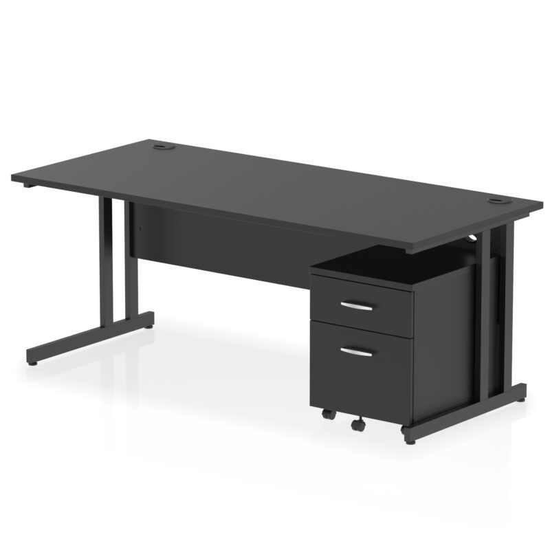 impulse 1800mm cantilever straight desk with mobile pedestal