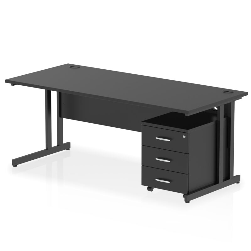 impulse 1800mm cantilever straight desk with mobile pedestal
