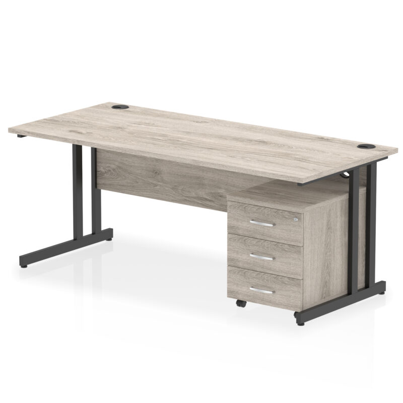 impulse 1800mm cantilever straight desk with mobile pedestal