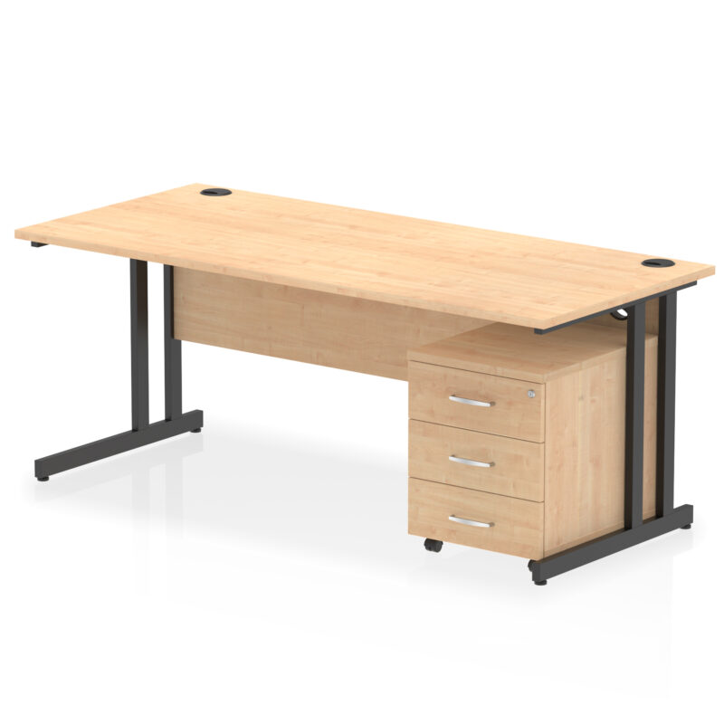 impulse 1800mm cantilever straight desk with mobile pedestal