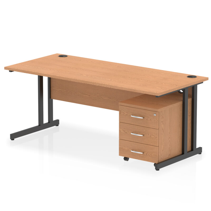 impulse 1800mm cantilever straight desk with mobile pedestal