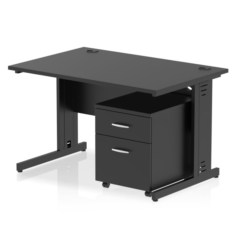 impulse 1200mm cable managed straight desk with mobile pedestal