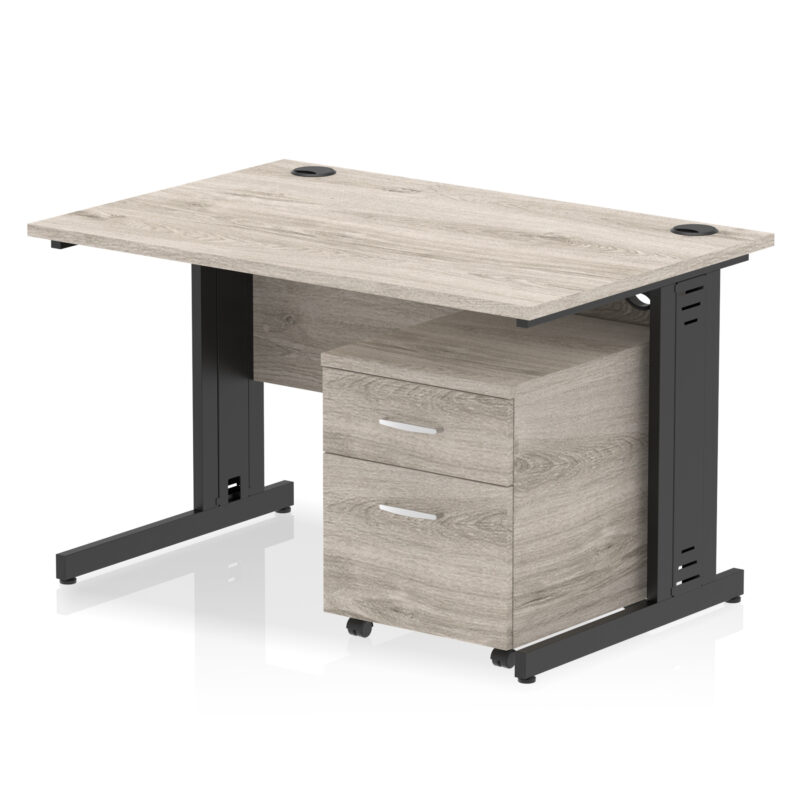 impulse 1200mm cable managed straight desk with mobile pedestal