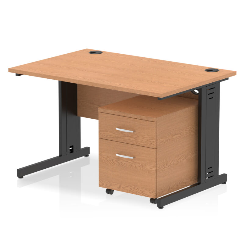 impulse 1200mm cable managed straight desk with mobile pedestal