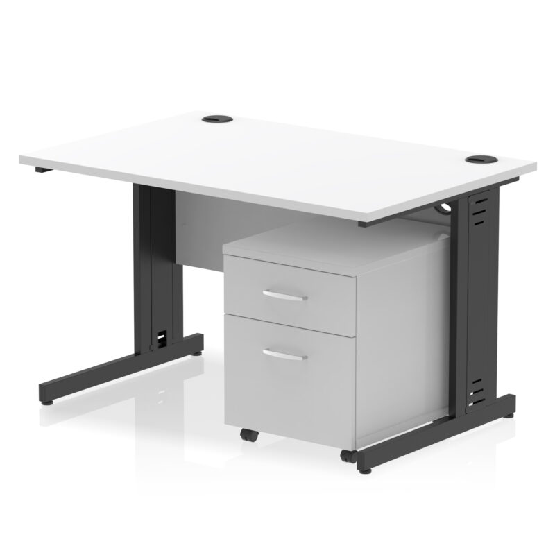 impulse 1200mm cable managed straight desk with mobile pedestal