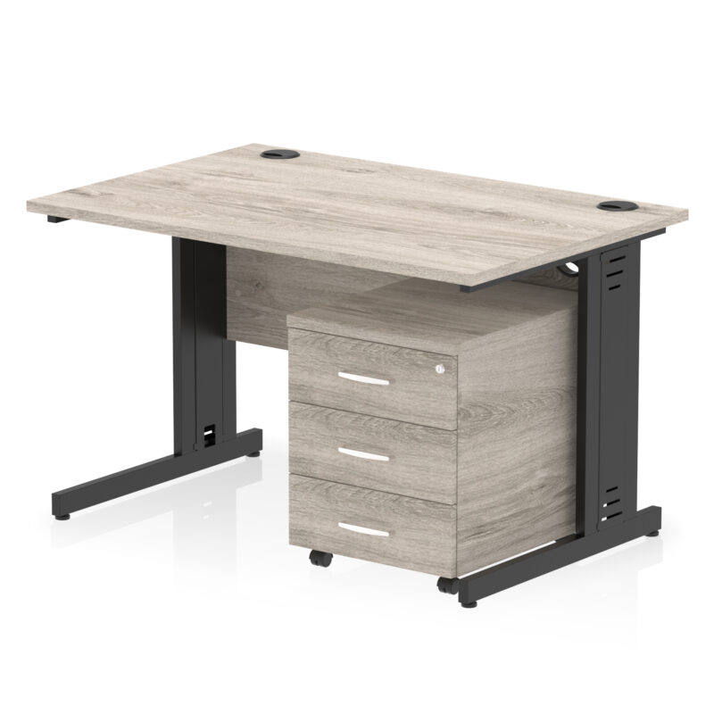 impulse 1200mm cable managed straight desk with mobile pedestal