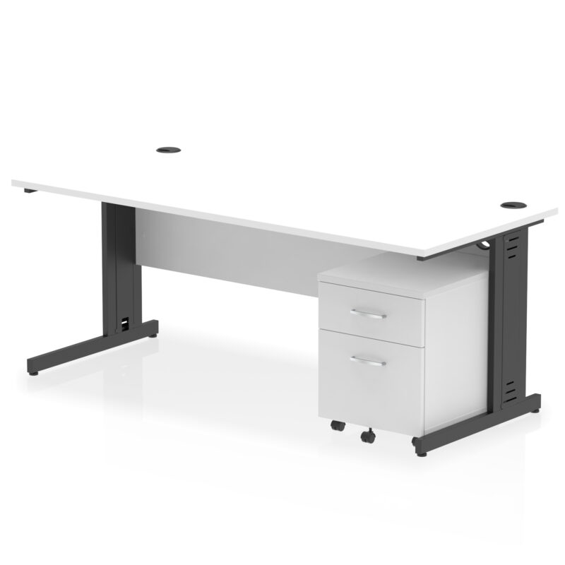 impulse 1800mm cable managed straight desk with mobile pedestal