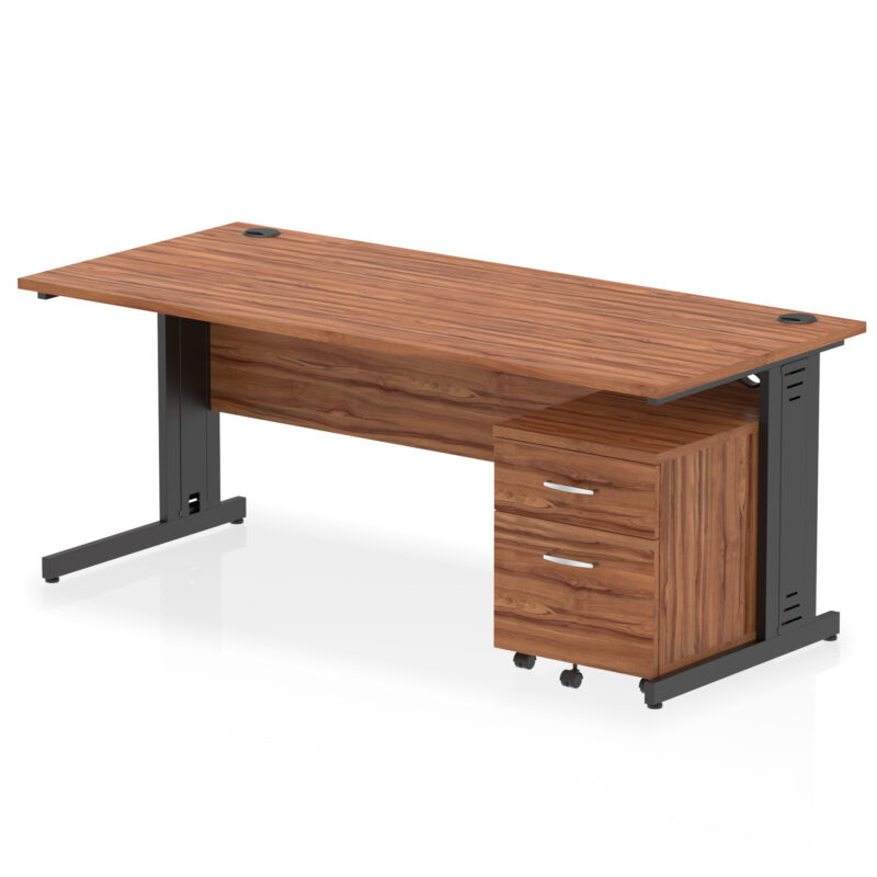 impulse 1800mm cable managed straight desk with mobile pedestal