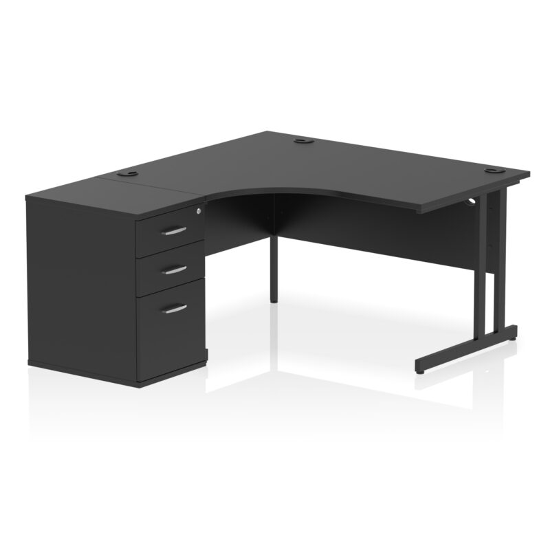 impulse 1400mm cantilever left crescent desk workstation
