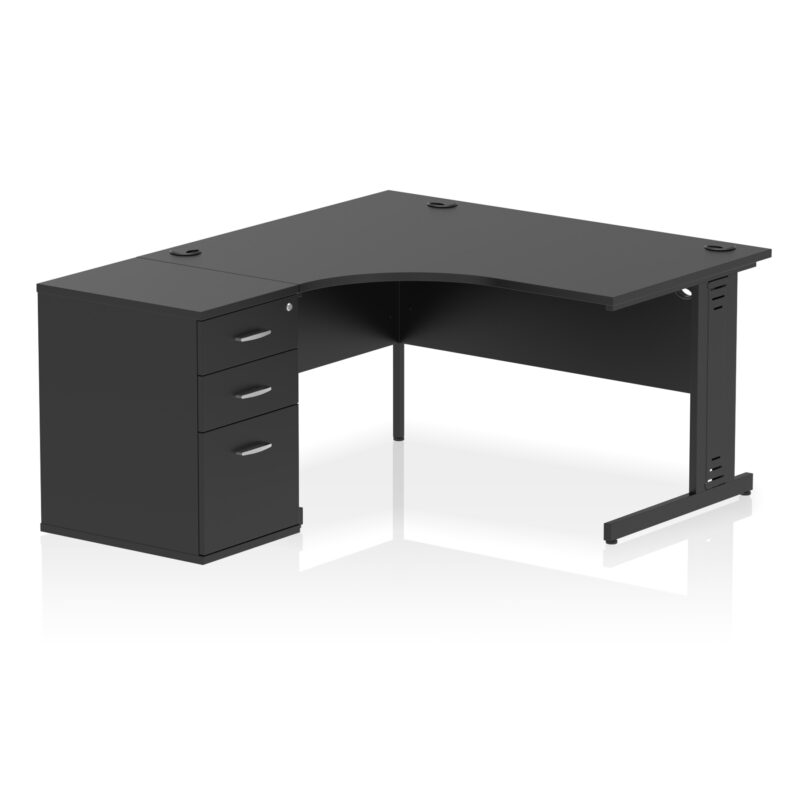 impulse 1400mm cable managed left crescent desk workstation