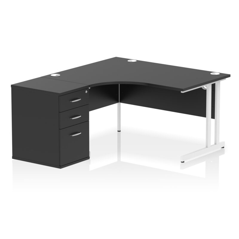 impulse 1400mm cantilever left crescent desk workstation