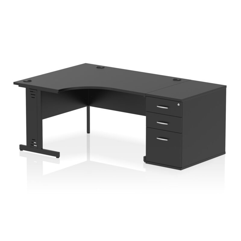 impulse 1400mm cable managed left crescent desk workstation
