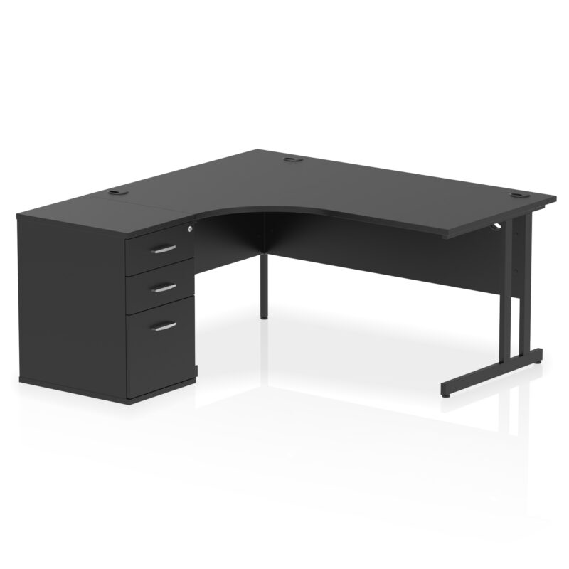impulse 1600mm cantilever left crescent desk workstation